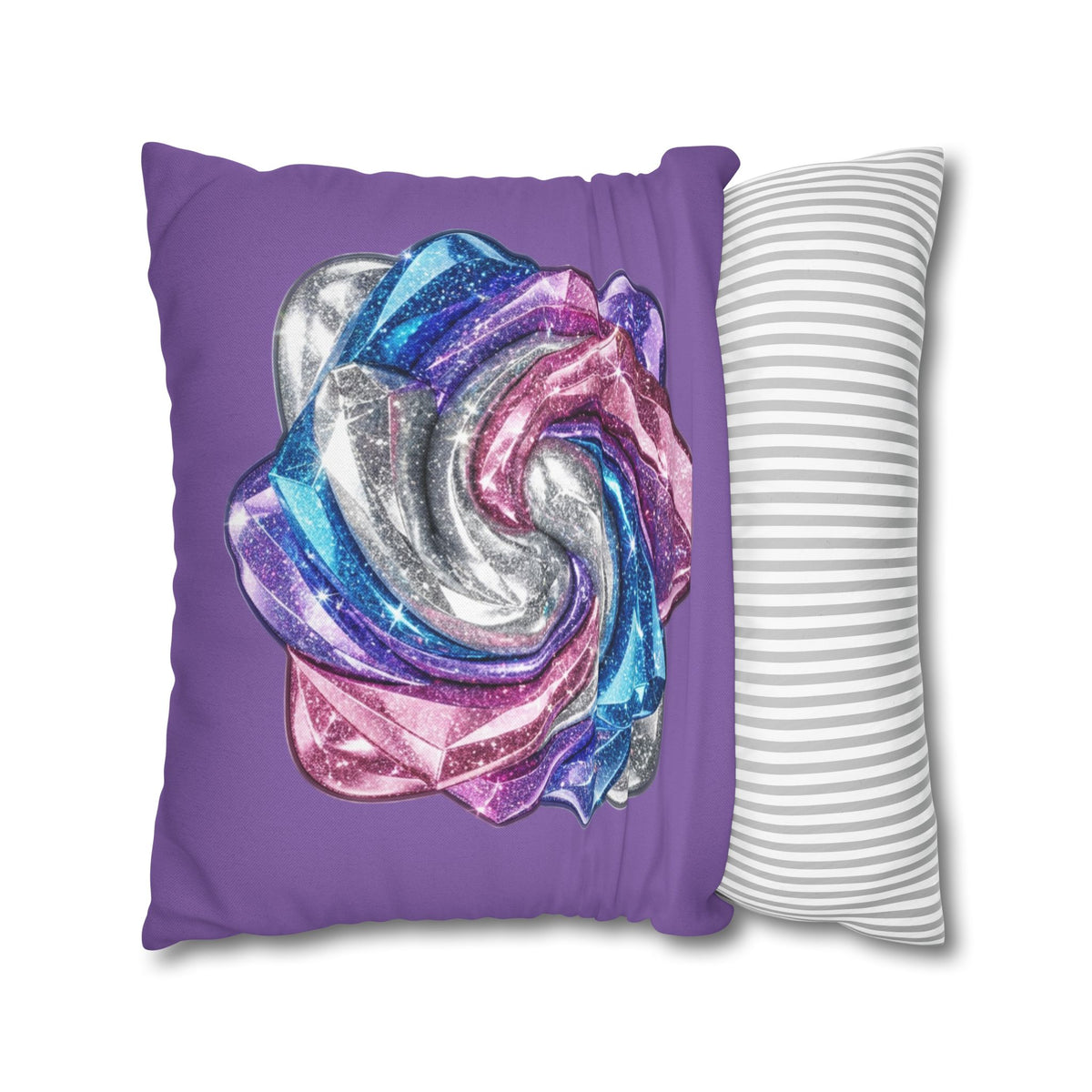 3D Glitter Design Light Purple Spun Polyester Square Pillowcase