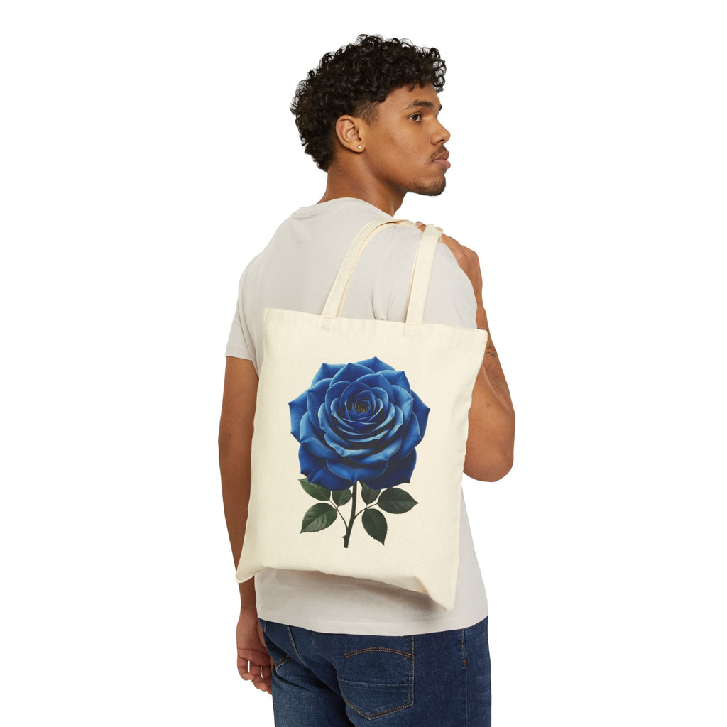Blue Rose Tote Bag – Botanical Canvas Shopper