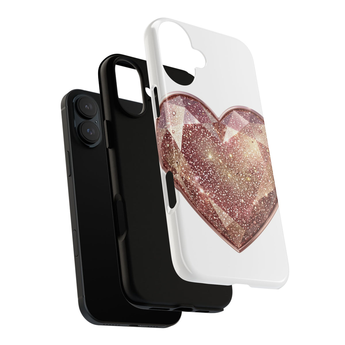 Rose Gold Glitter Crystal Heart Phone Case
