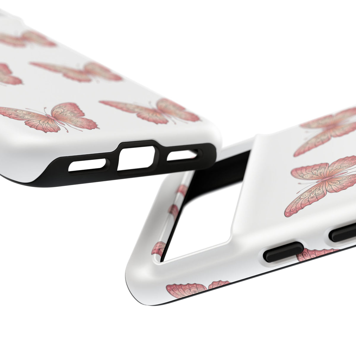 Pink Butterfly Tough Phone Case — Floral Pattern Protective Cover