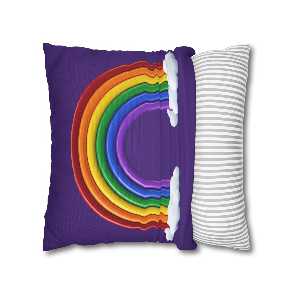 Rainbow Dark Purple Spun Polyester Square Pillowcase