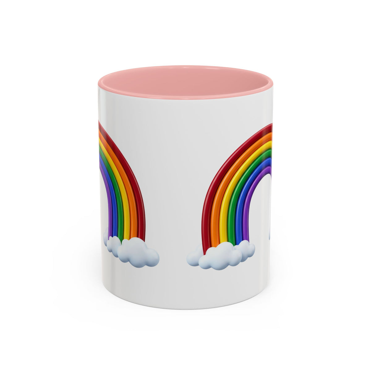 Rainbow Coffee Mug - Colorful Arc & Clouds Accent Mug (11/15oz)