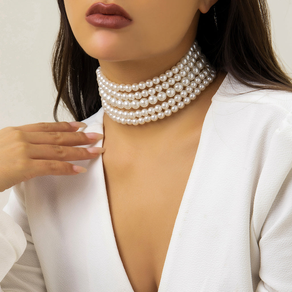 Street Photography Popular Popular Necklaces Handmade Multi layer Pearl Necklaces Neck Accessories Female Choker
