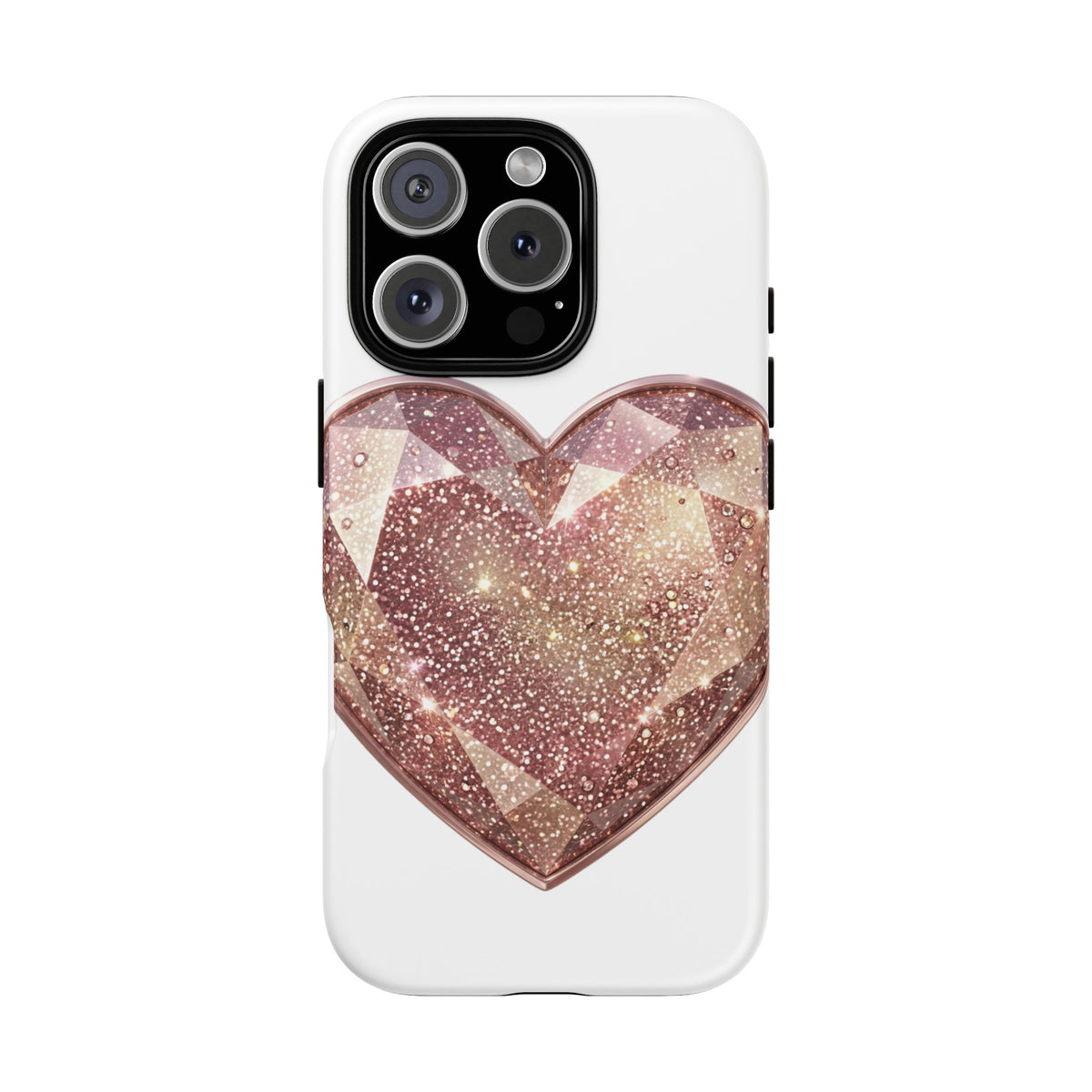Rose Gold Glitter Crystal Heart Phone Case