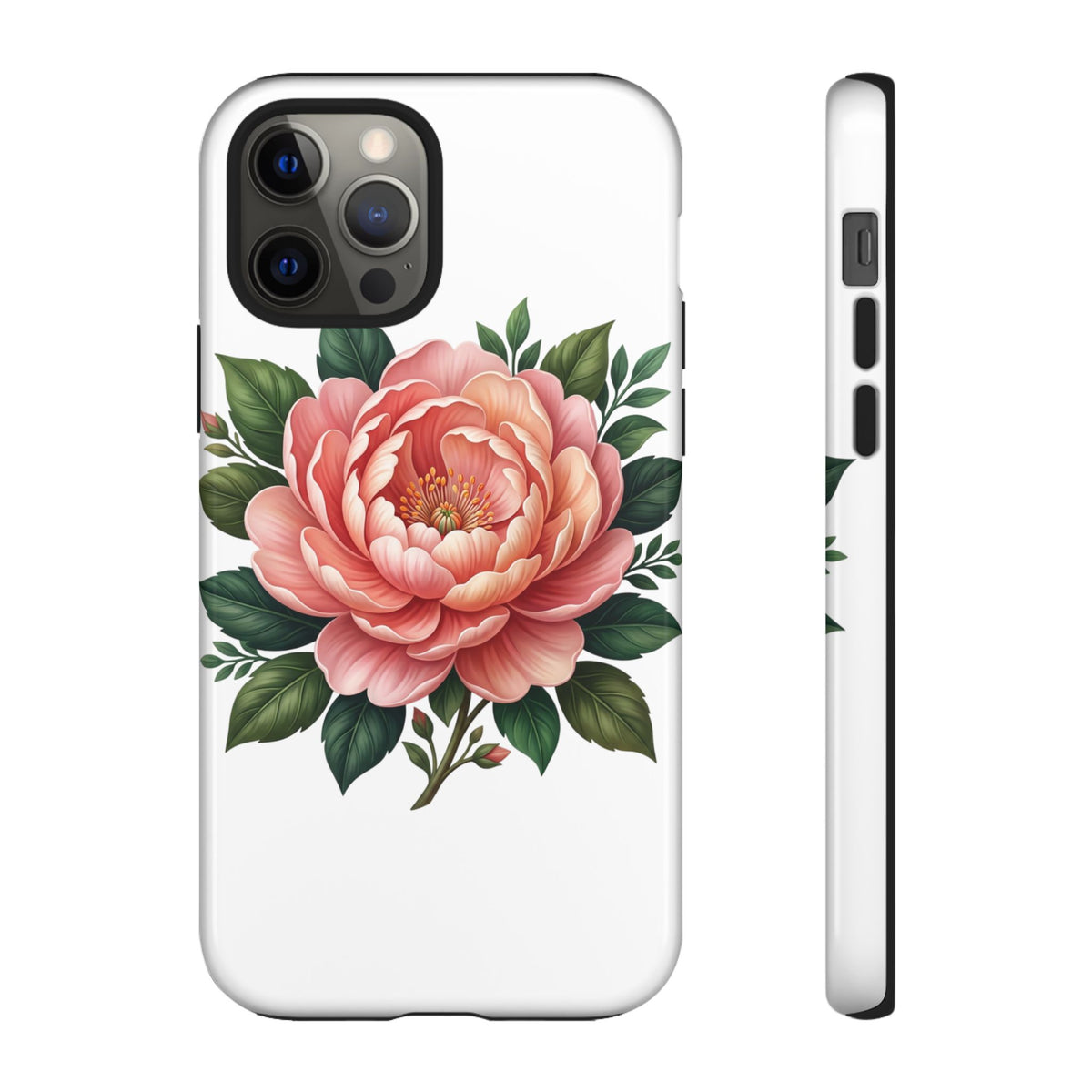 Floral Peony Tough Phone Case — Protective Botanical iPhone Cover