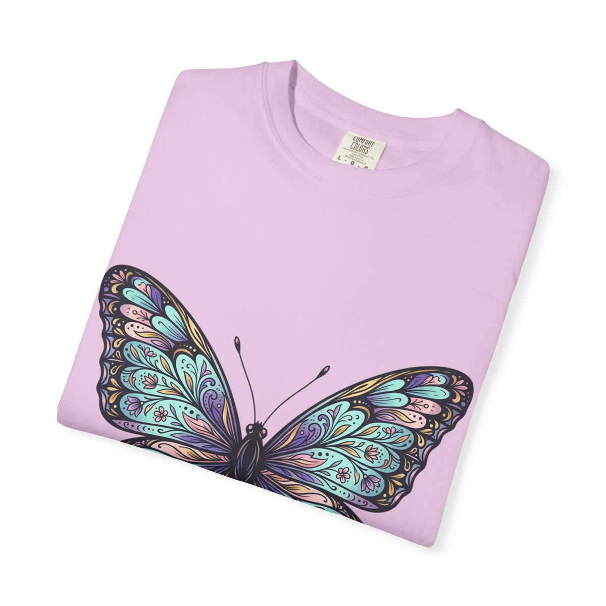 Butterfly Art T‑Shirt — Blue Purple Ornamental Butterfly Graphic Tee