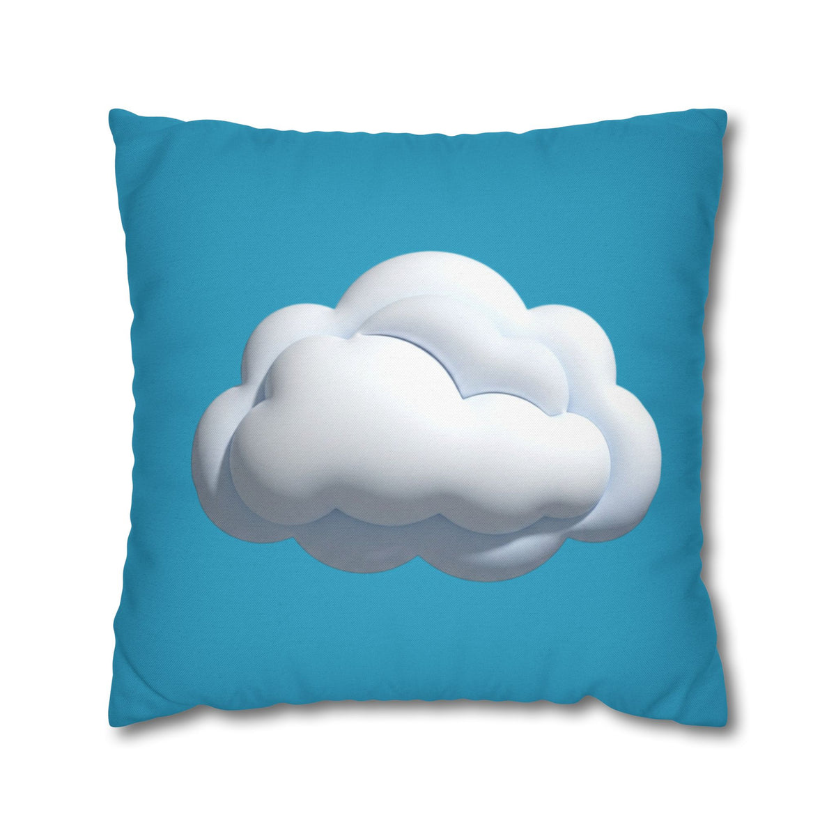 Cloud Print Turquoise Pillowcase – Cute White Cloud on Blue Decorative Throw Pillow Cover