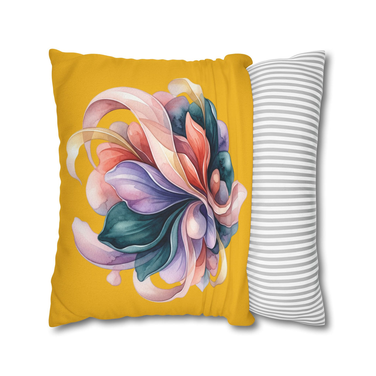 Floral Swirl Decorative Pillowcase — Vibrant Yellow Abstract Bloom