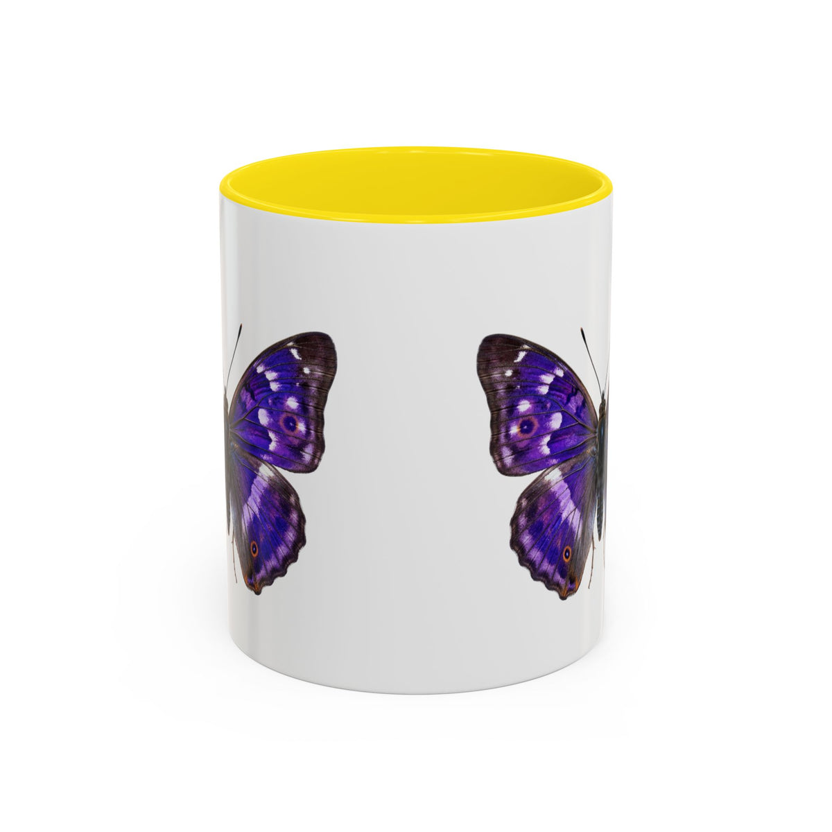 Purple Butterfly Accent Coffee Mug – Elegant Floral Butterfly Ceramic Cup
