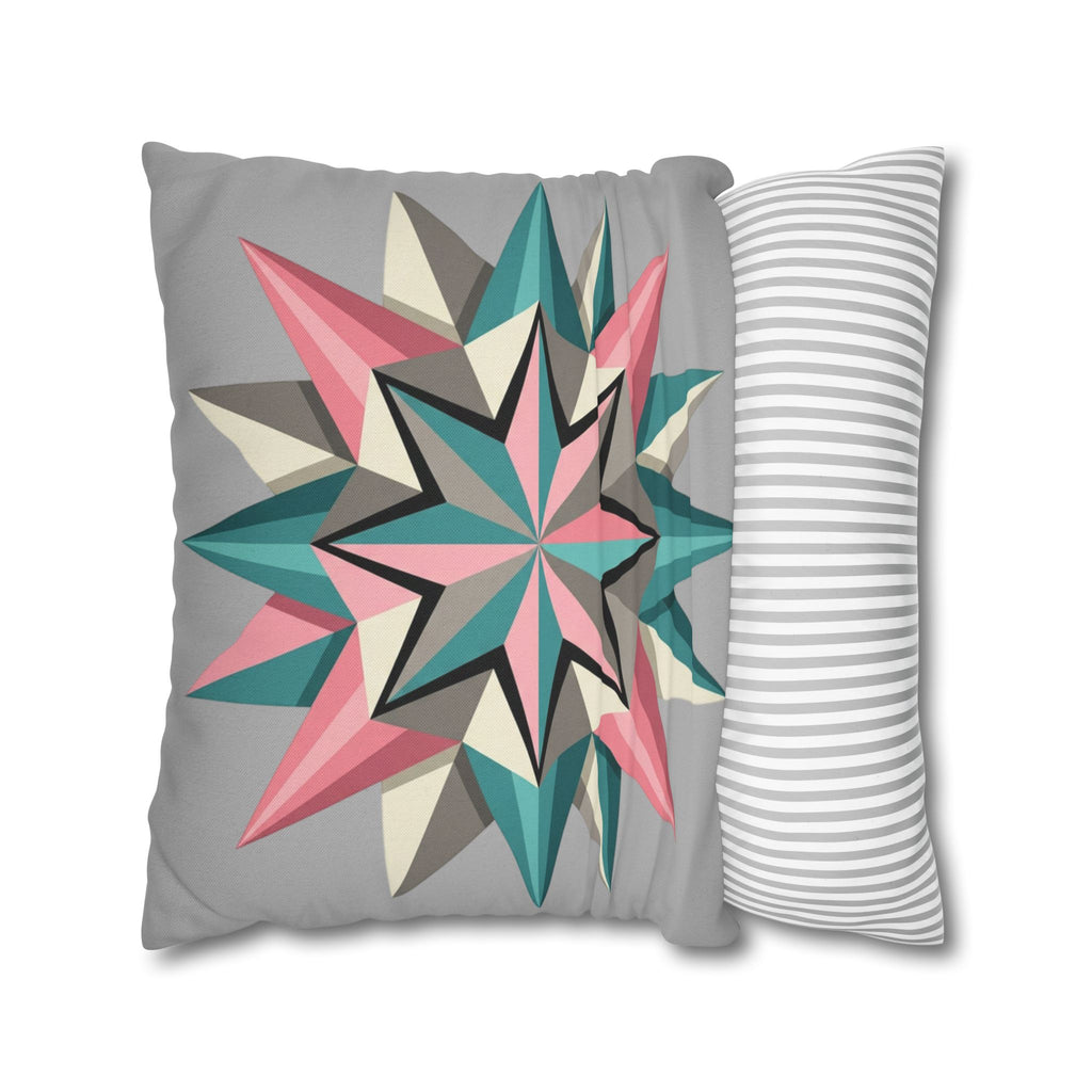 Geometric Starburst Throw Pillowcase — Pink Teal Modern Accent