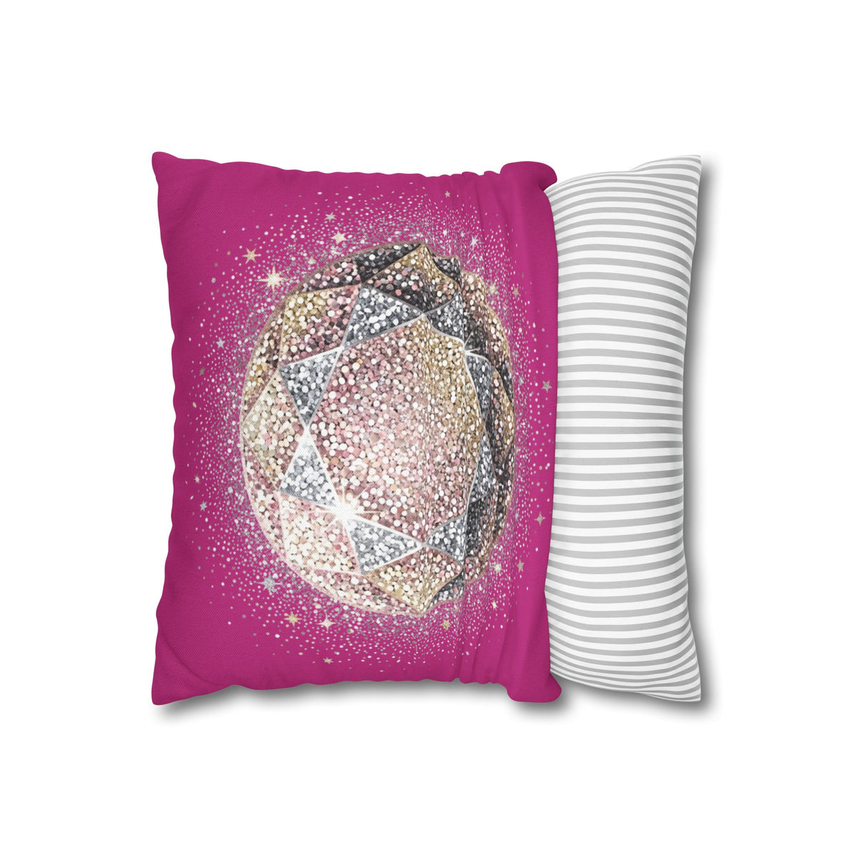 Glittery Magenta Spun Polyester Square Pillowcase