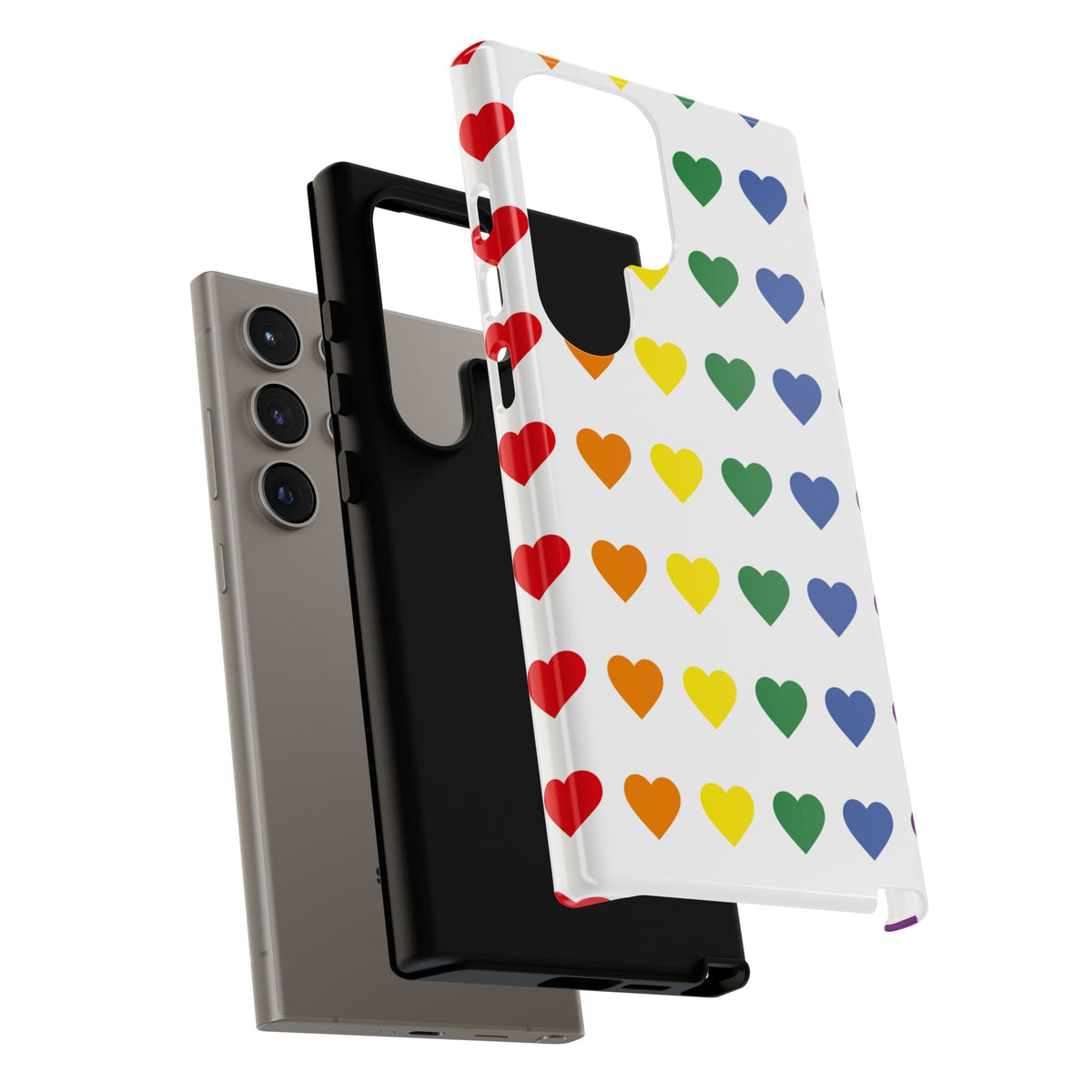 Rainbow Heart Tough Phone Case — Pride Pattern Protective Cover