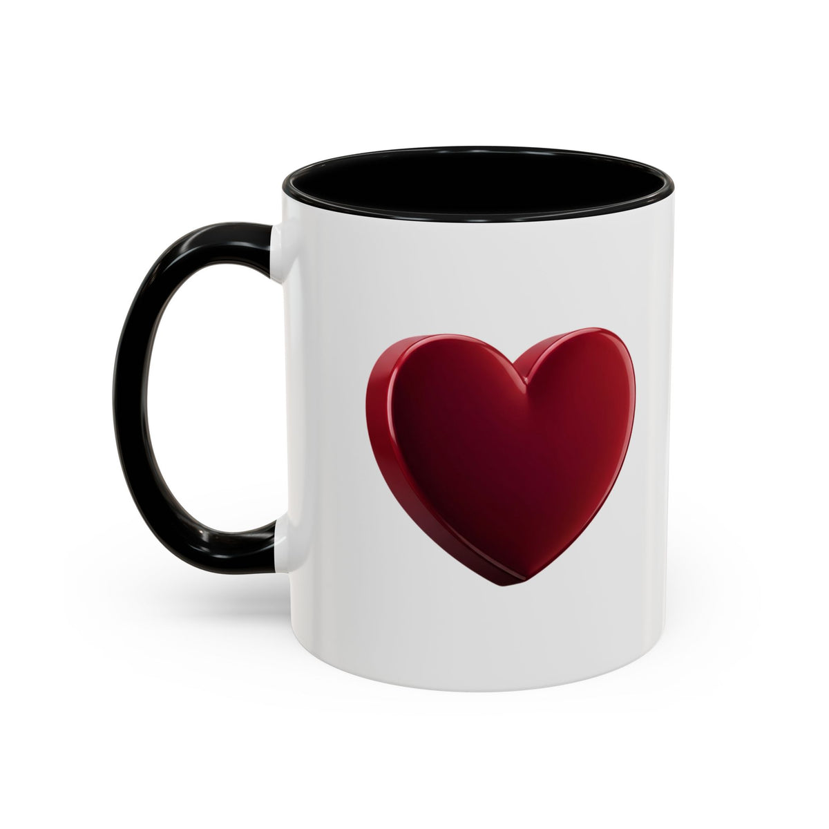 Heart Accent Coffee Mug – Red 3D Heart Design, Valentine’s Day Gift