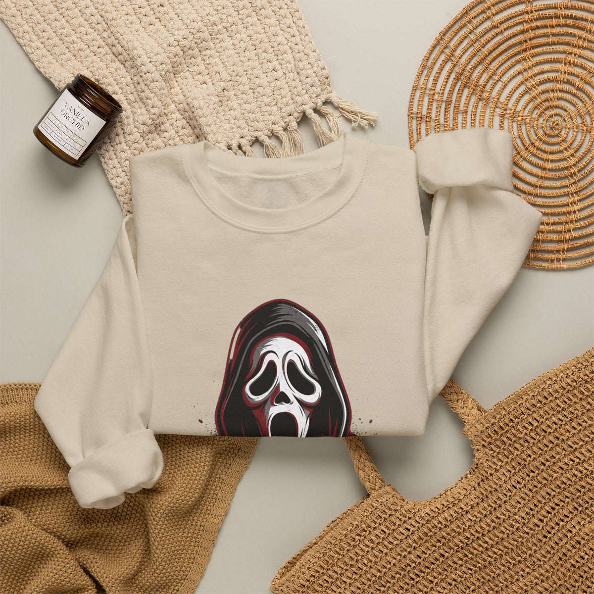 Scream Mask Crewneck Sweatshirt – Horror Ghostface Graphic