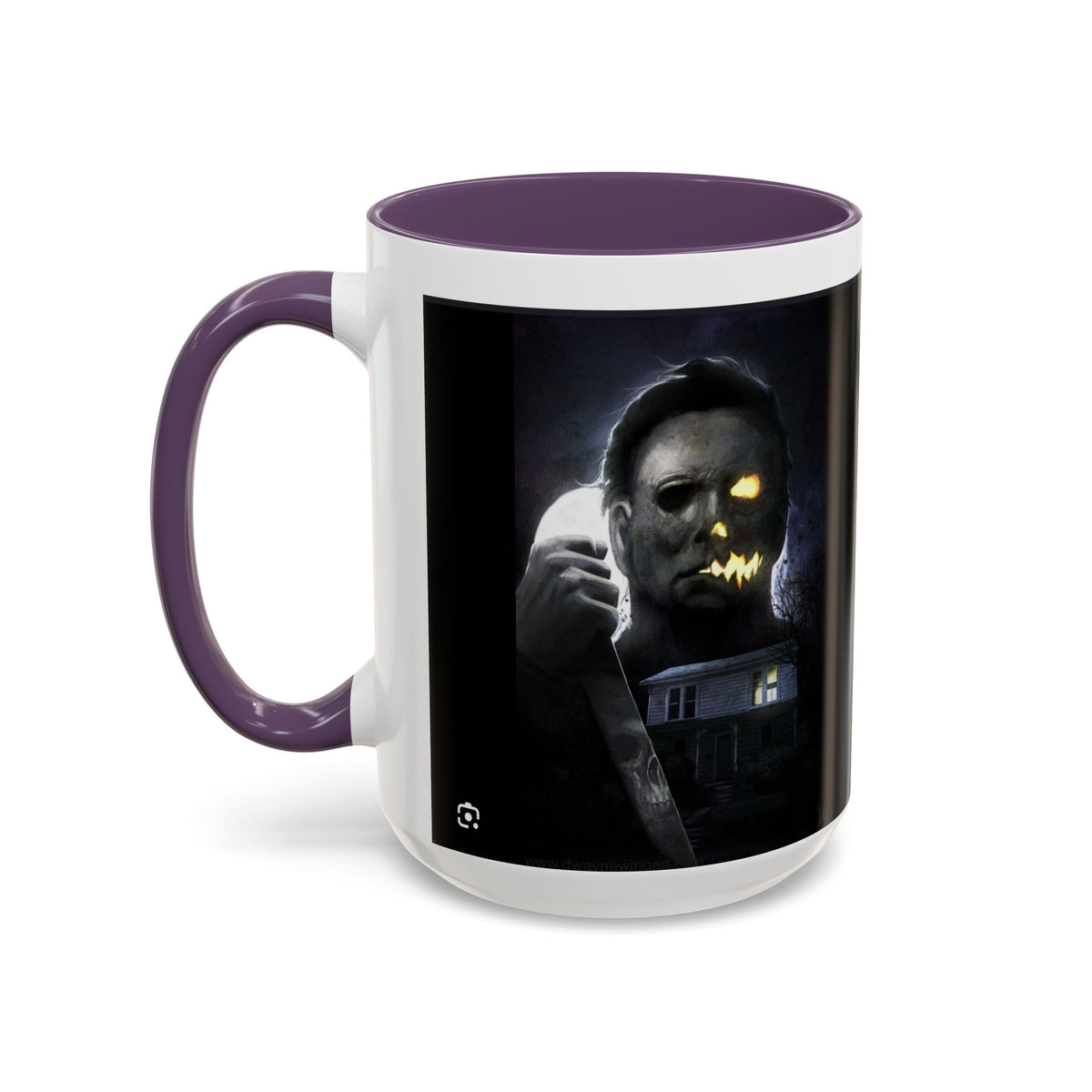 Halloween Michael Myers Accent Coffee Mug — Spooky Horror Movie Jack-O'-Lantern Face (11/15oz)