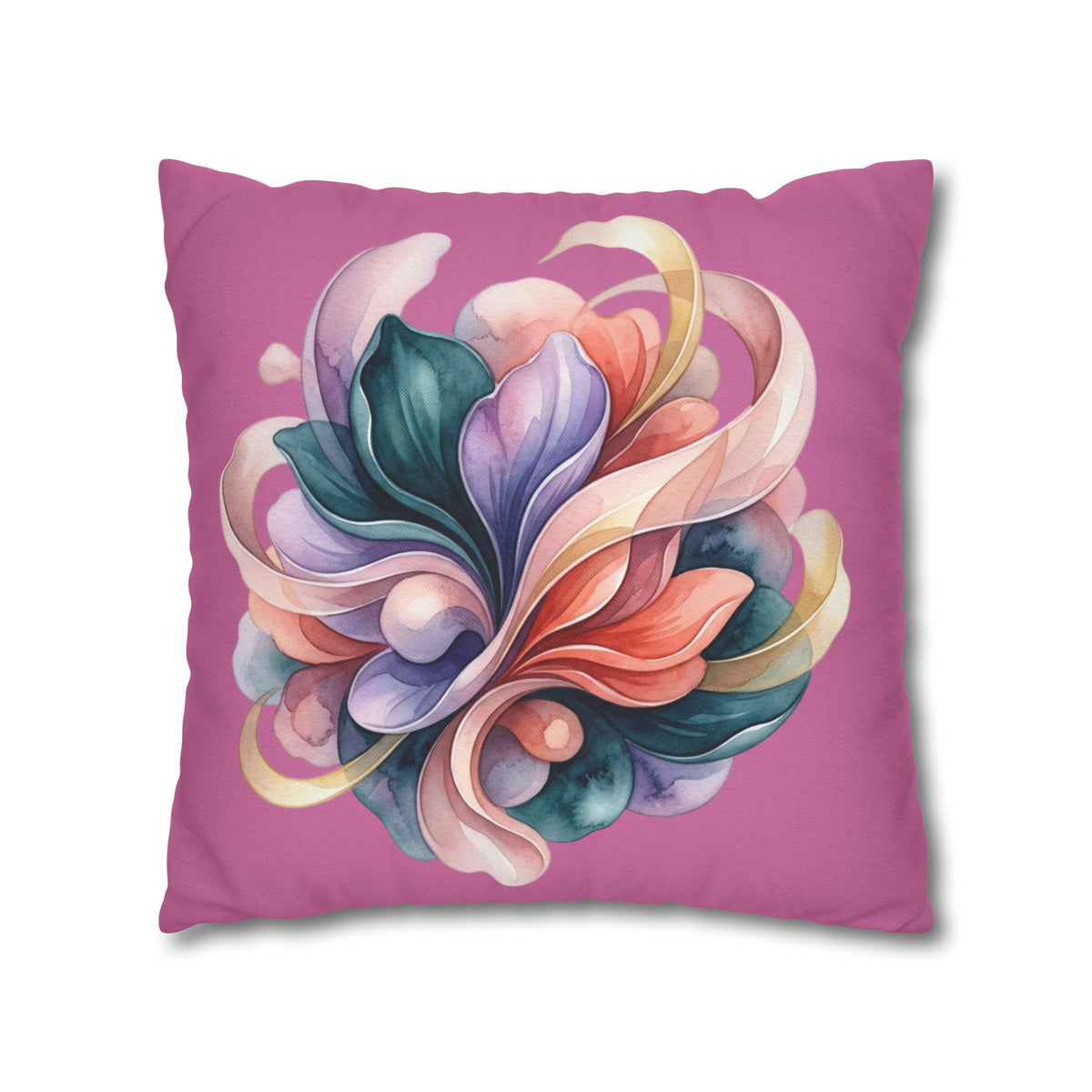 Floral Swirl Decorative Pillow — Pink Abstract Botanical Accent