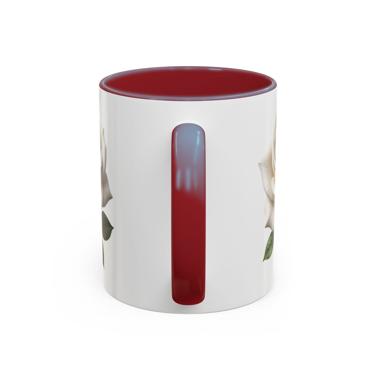 White Rose Accent Coffee Mug — Elegant Floral 11/15oz Ceramic