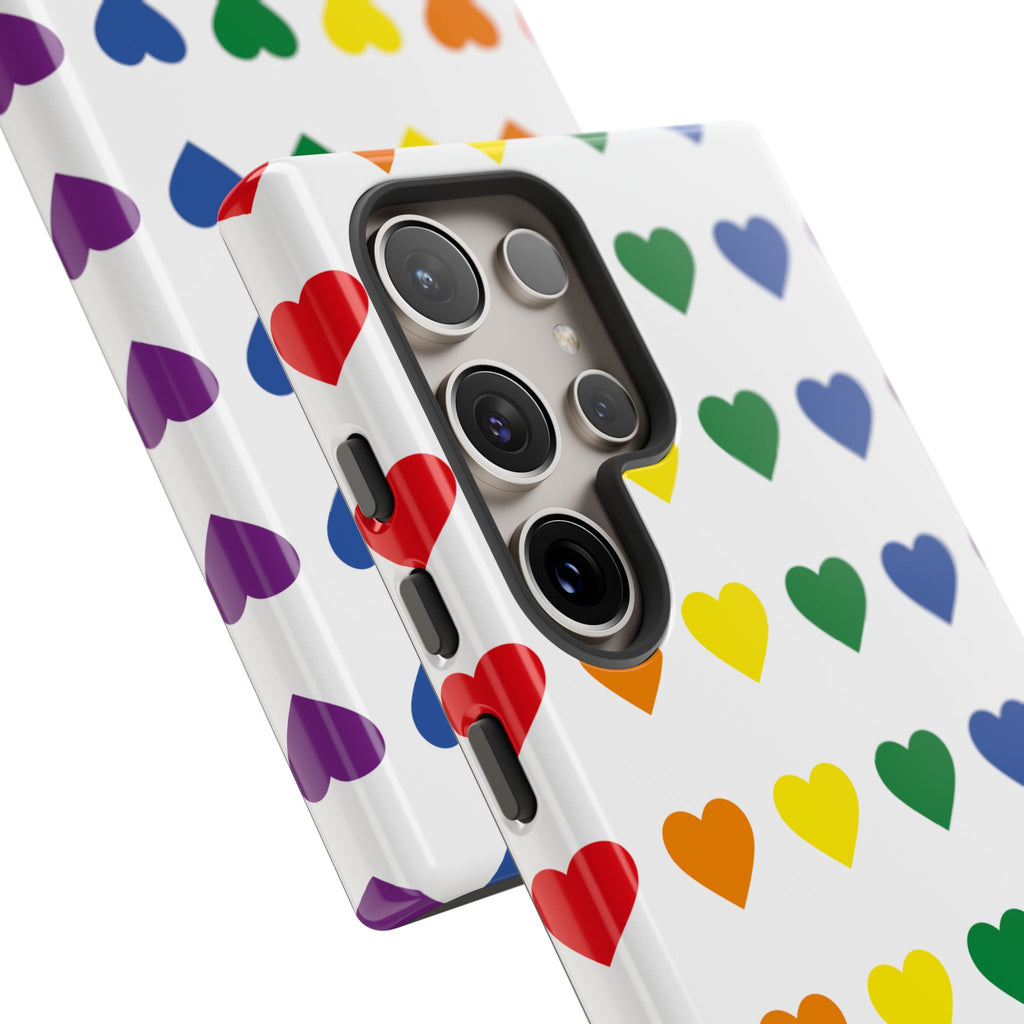 Rainbow Heart Tough Phone Case — Pride Pattern Protective Cover