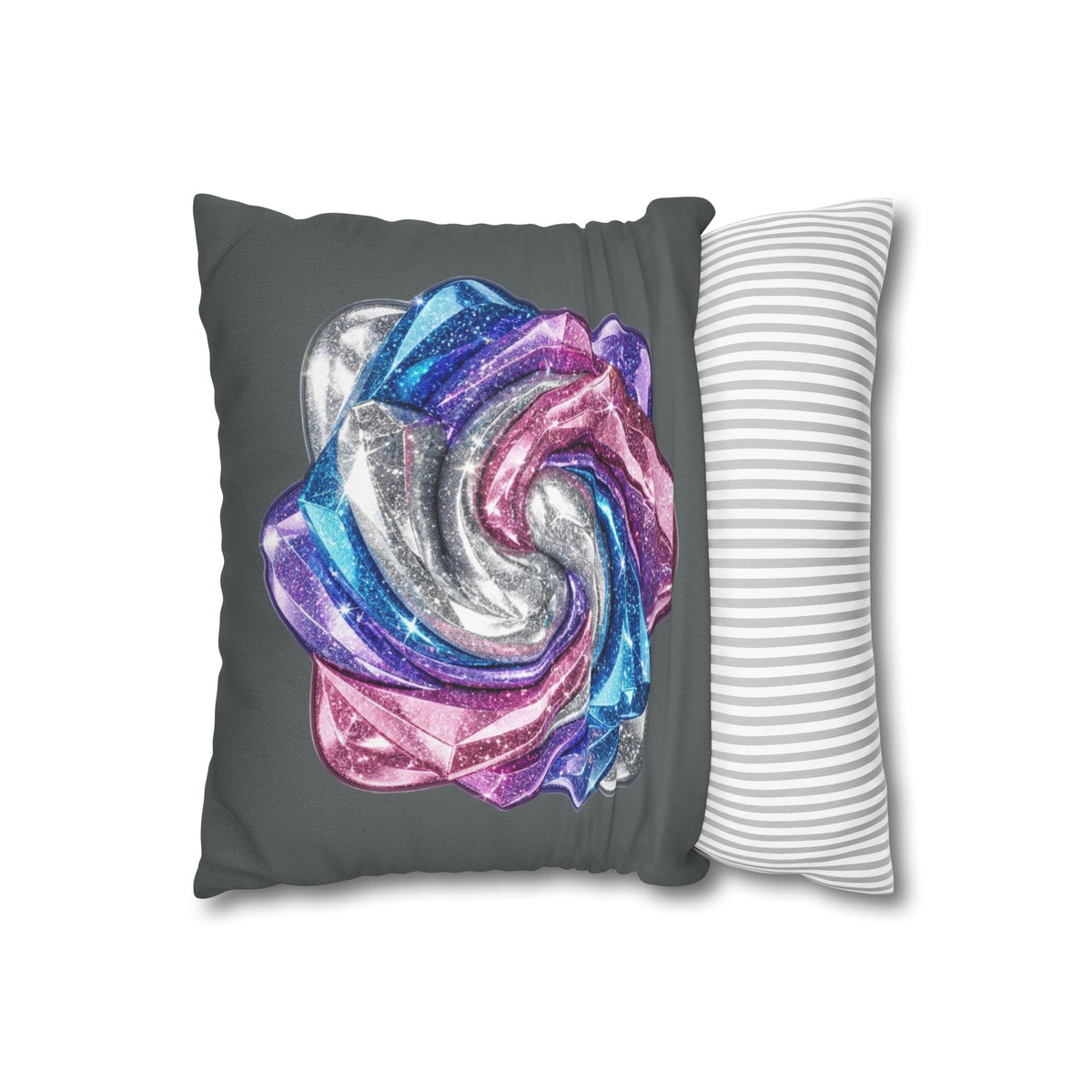 3D Glitter Design Dark Grey Spun Polyester Square Pillowcase