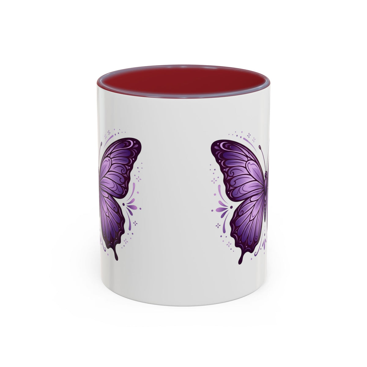 Purple Butterfly Accent Coffee Mug — 11oz & 15oz Decorative Tea Cup