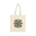 Geometric Starburst Canvas Tote Bag – Boho Green & Gold Quilted Design