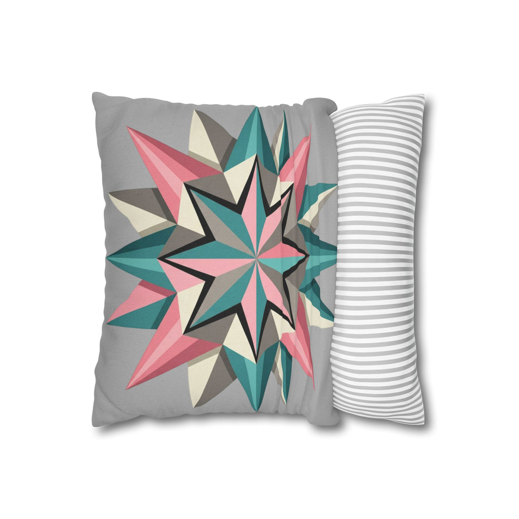 Geometric Starburst Throw Pillowcase — Pink Teal Modern Accent