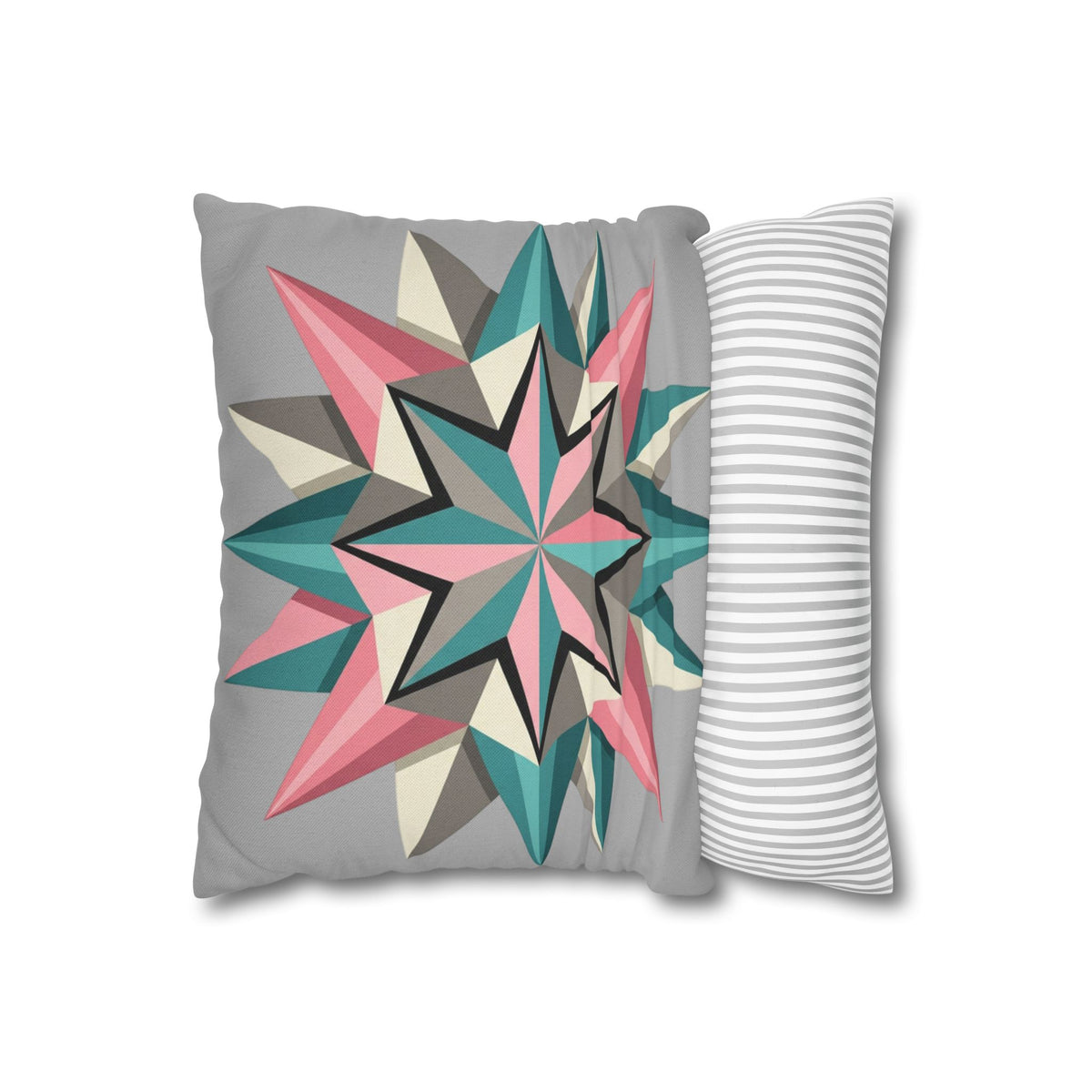 Geometric Starburst Throw Pillowcase — Pink Teal Modern Accent