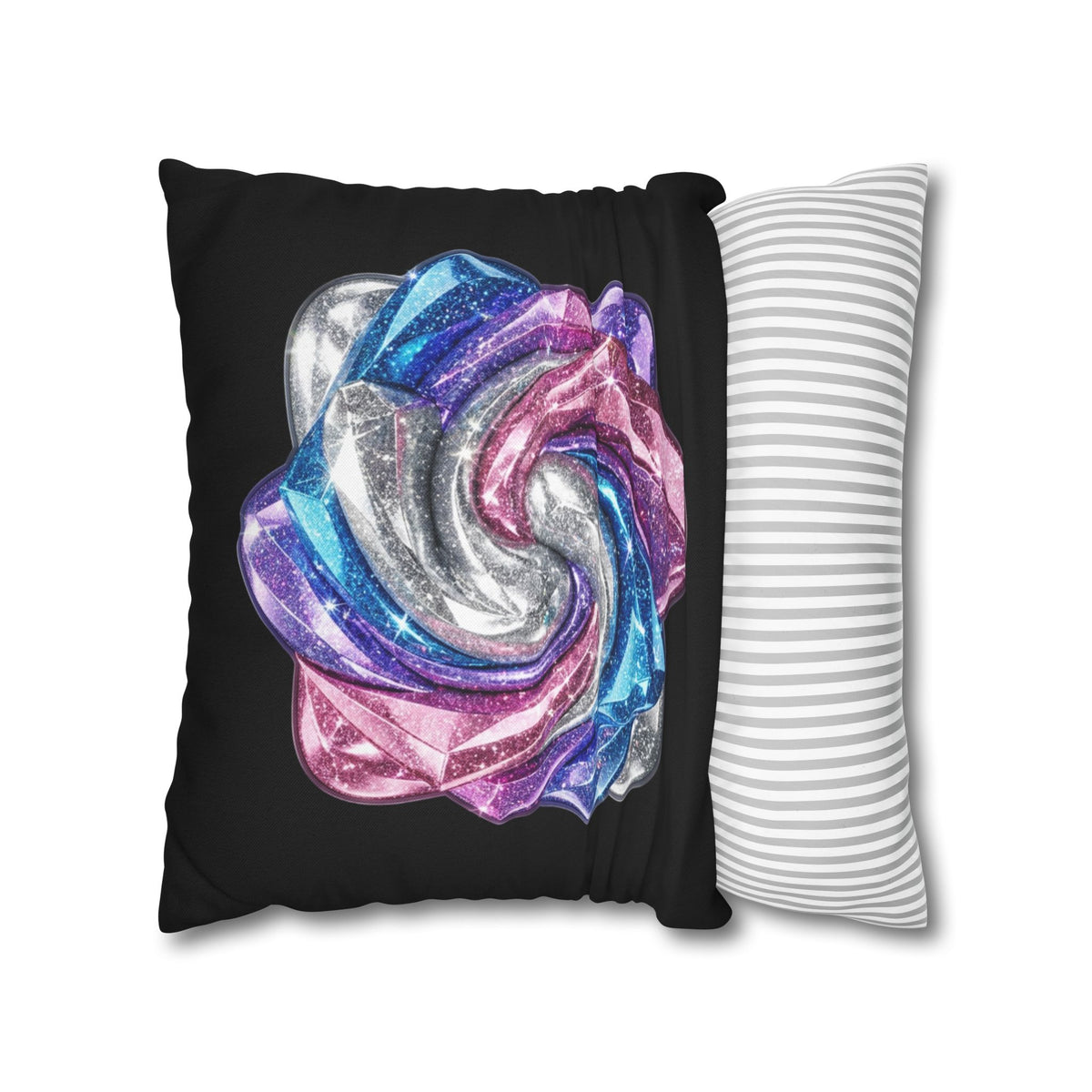 3D Glitter Design Black Spun Polyester Square Pillowcase