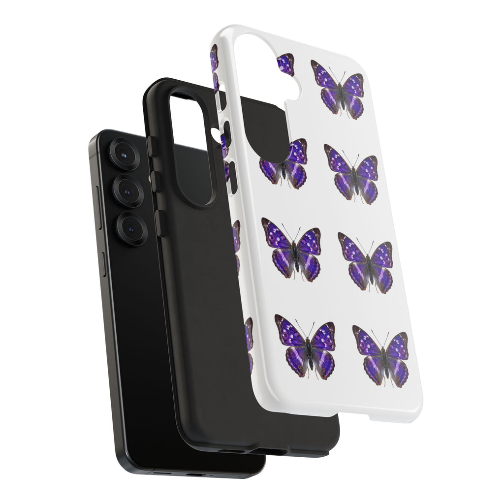 Purple Butterfly Tough Phone Case — Durable Protective iPhone Case with Repeating Butterfly Pattern