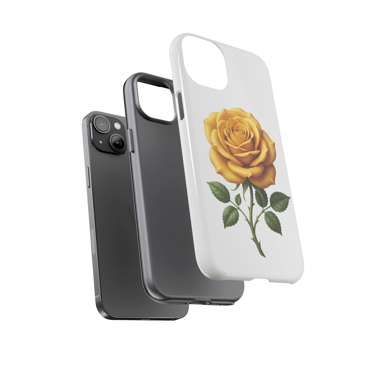 Yellow Rose Phone Case — Vintage Floral Tough Protective Cover