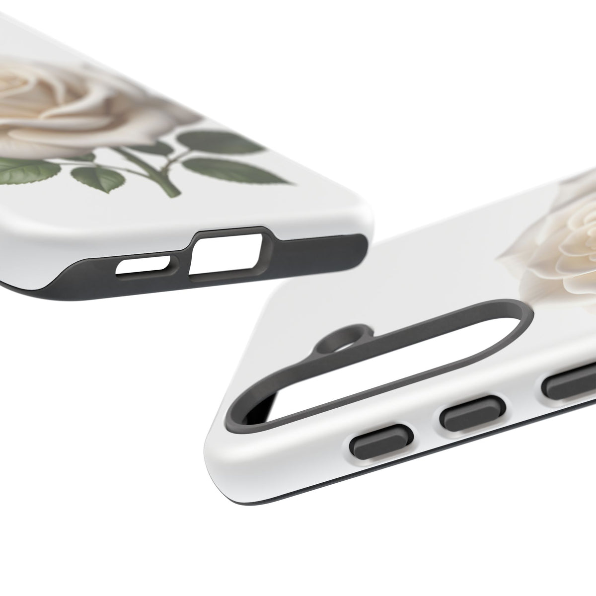 White Rose Tough Phone Case – Elegant Floral Protective Cover