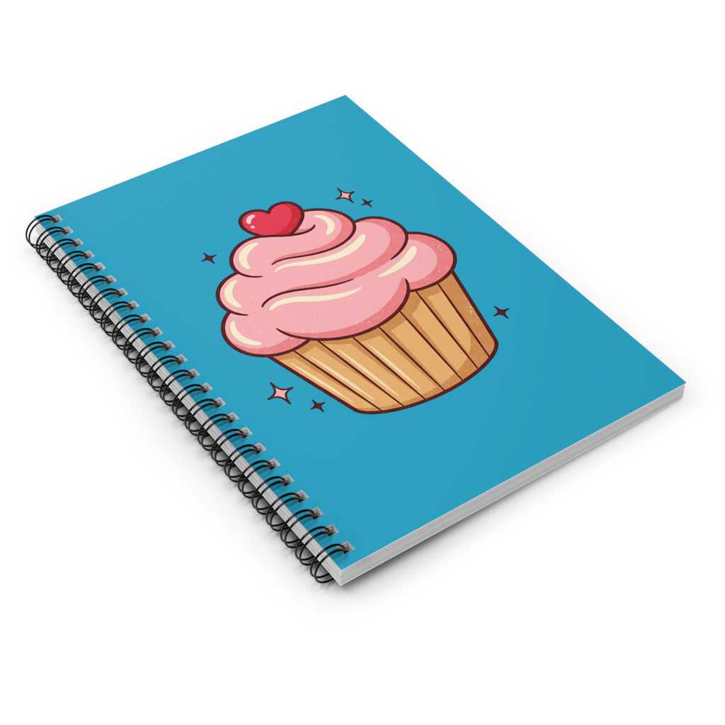 Pink Cupcake Spiral Notebook - Ruled Line- Turquoise