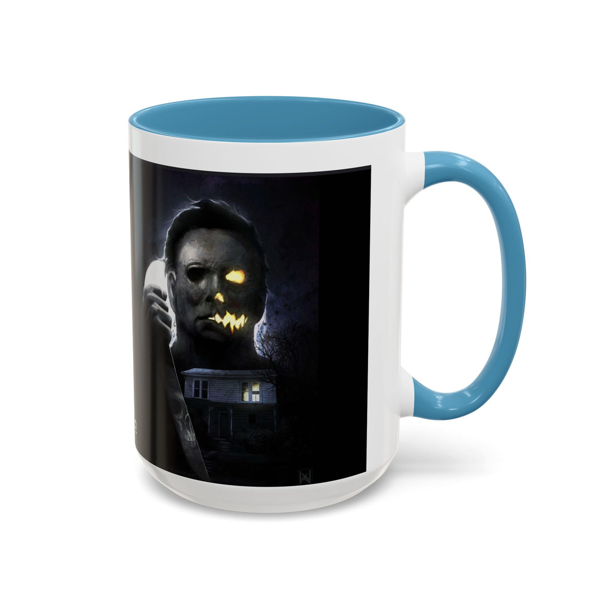 Halloween Michael Myers Accent Coffee Mug — Spooky Horror Movie Jack-O'-Lantern Face (11/15oz)
