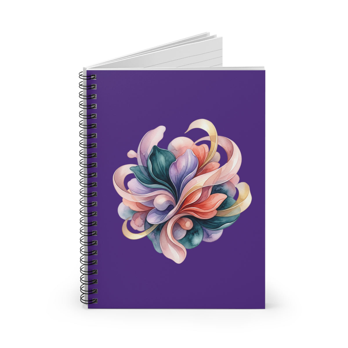 Floral Swirl Spiral Notebook — Colorful Abstract Flower Ruled Journal