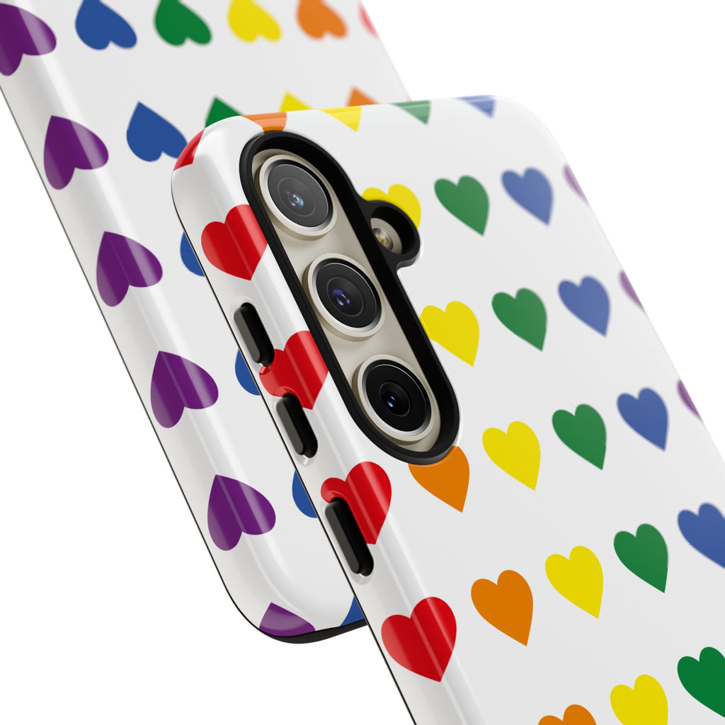 Rainbow Heart Tough Phone Case — Pride Pattern Protective Cover