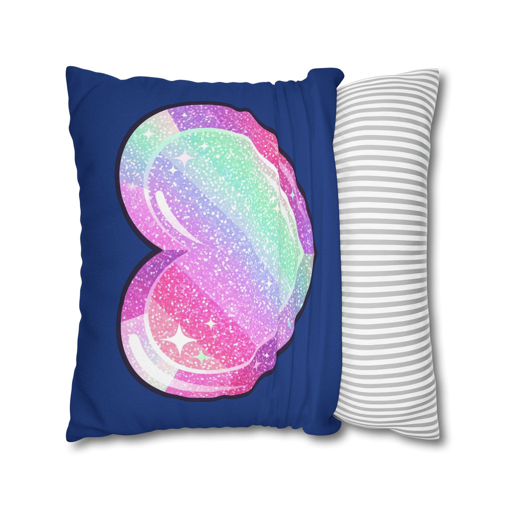 Pastel Glitter Heart Pillowcase Spun Polyester Square Pillowcase- Navy