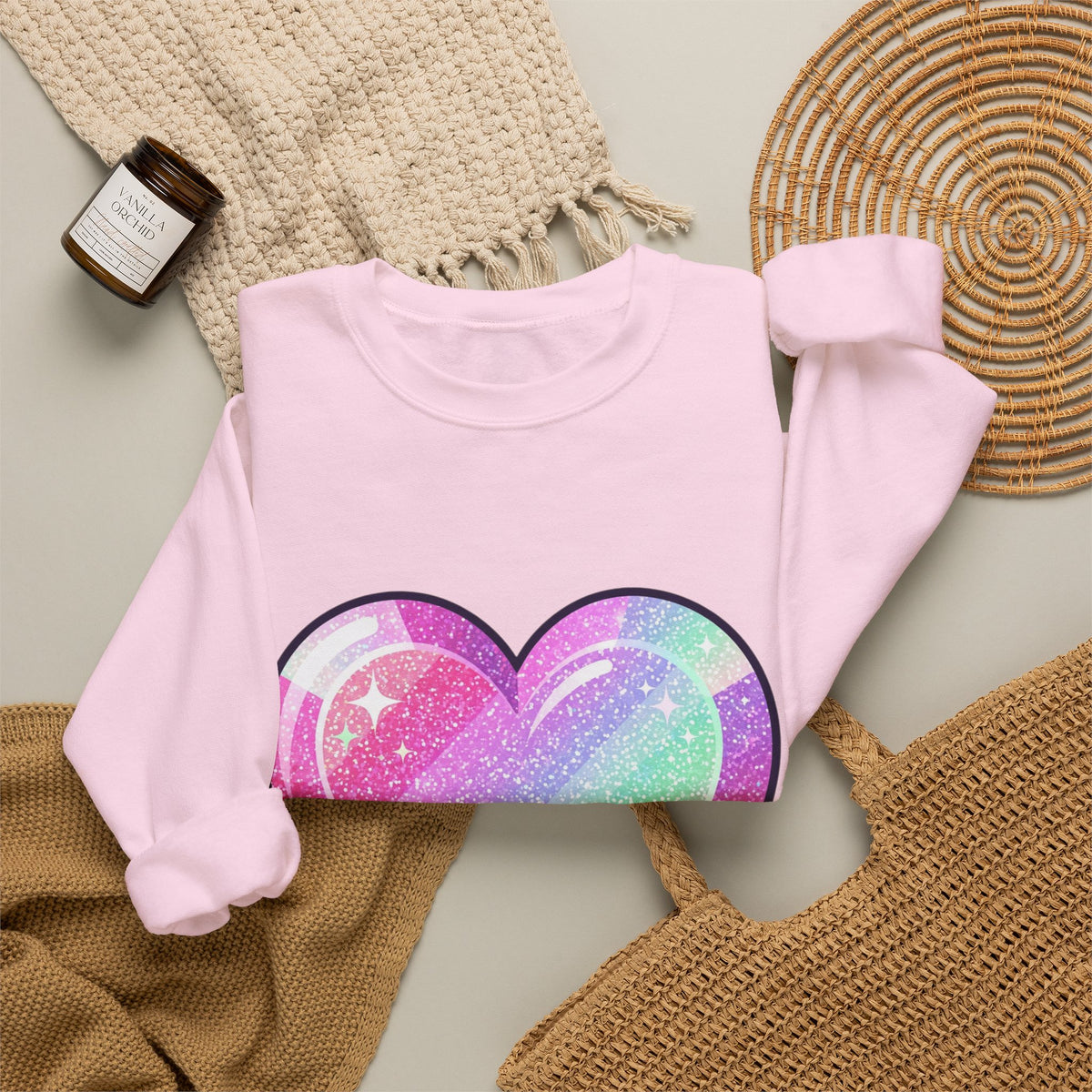Pastel Sparkle Heart Sweatshirt