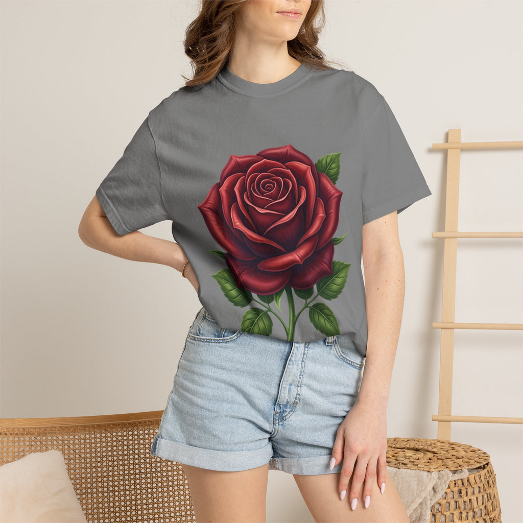Rose Graphic T‑Shirt — Large Red Rose Floral Tee