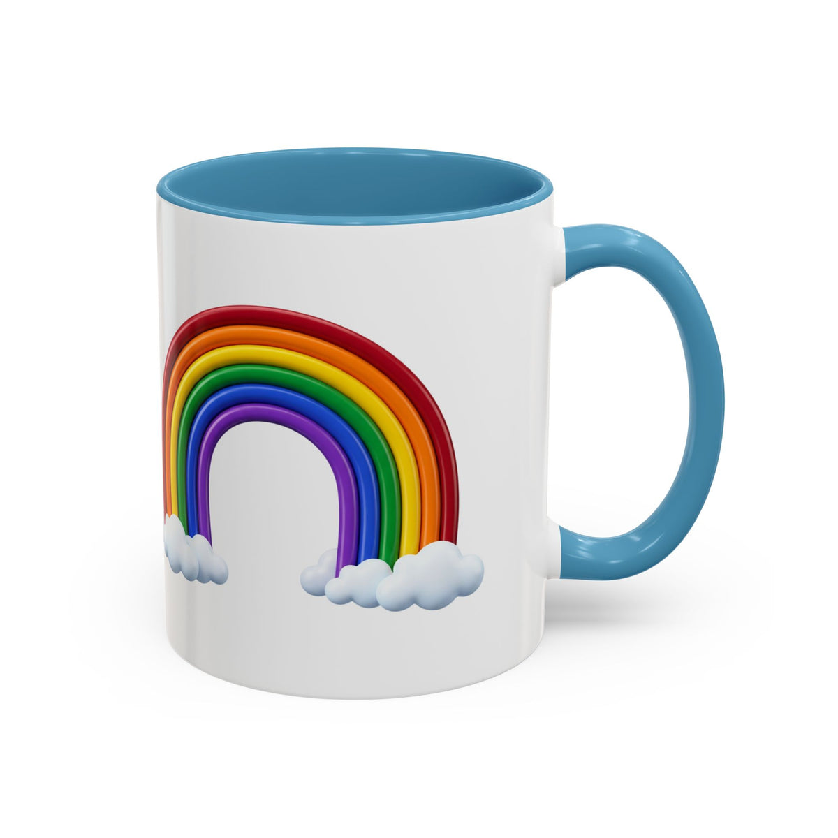 Rainbow Coffee Mug - Colorful Arc & Clouds Accent Mug (11/15oz)