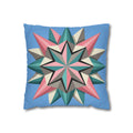 Geometric Starburst Throw Pillowcase – Pastel Compass Design on Sky Blue