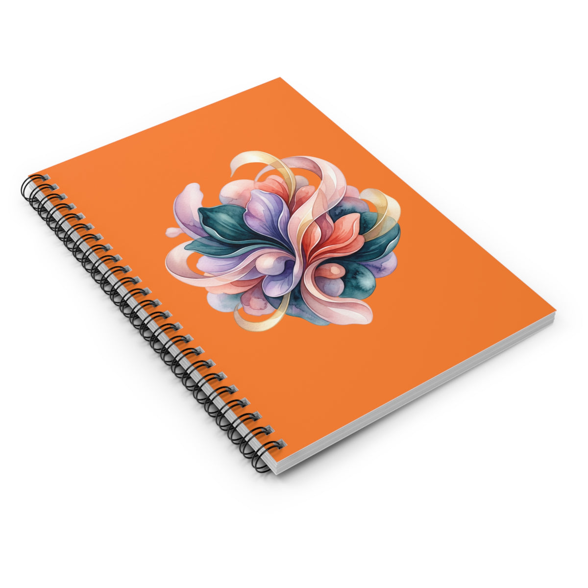 Floral Swirl Spiral Notebook — Artistic Watercolor Floral Journal (Ruled)
