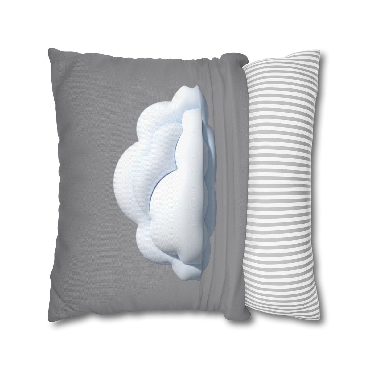Cloud Graphic Pillowcase — Soft Grey Decorative Throw Pillow Cover