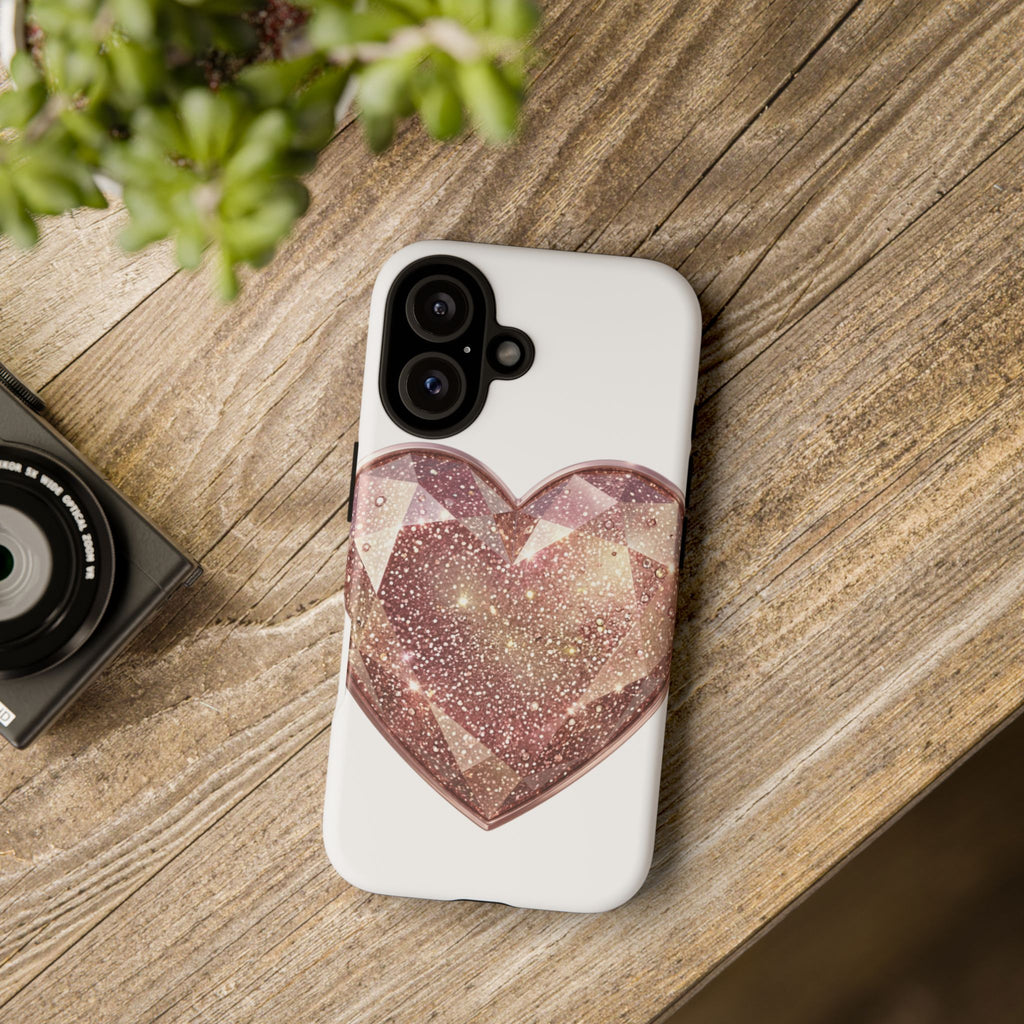 Rose Gold Glitter Crystal Heart Phone Case