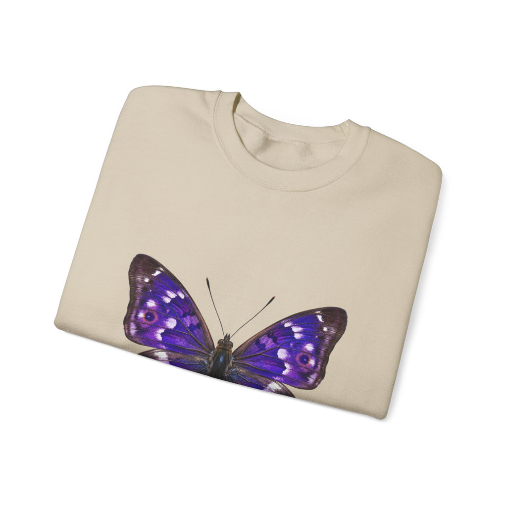 Purple Butterfly Crewneck Sweatshirt — Vibrant Nature Graphic Pullover