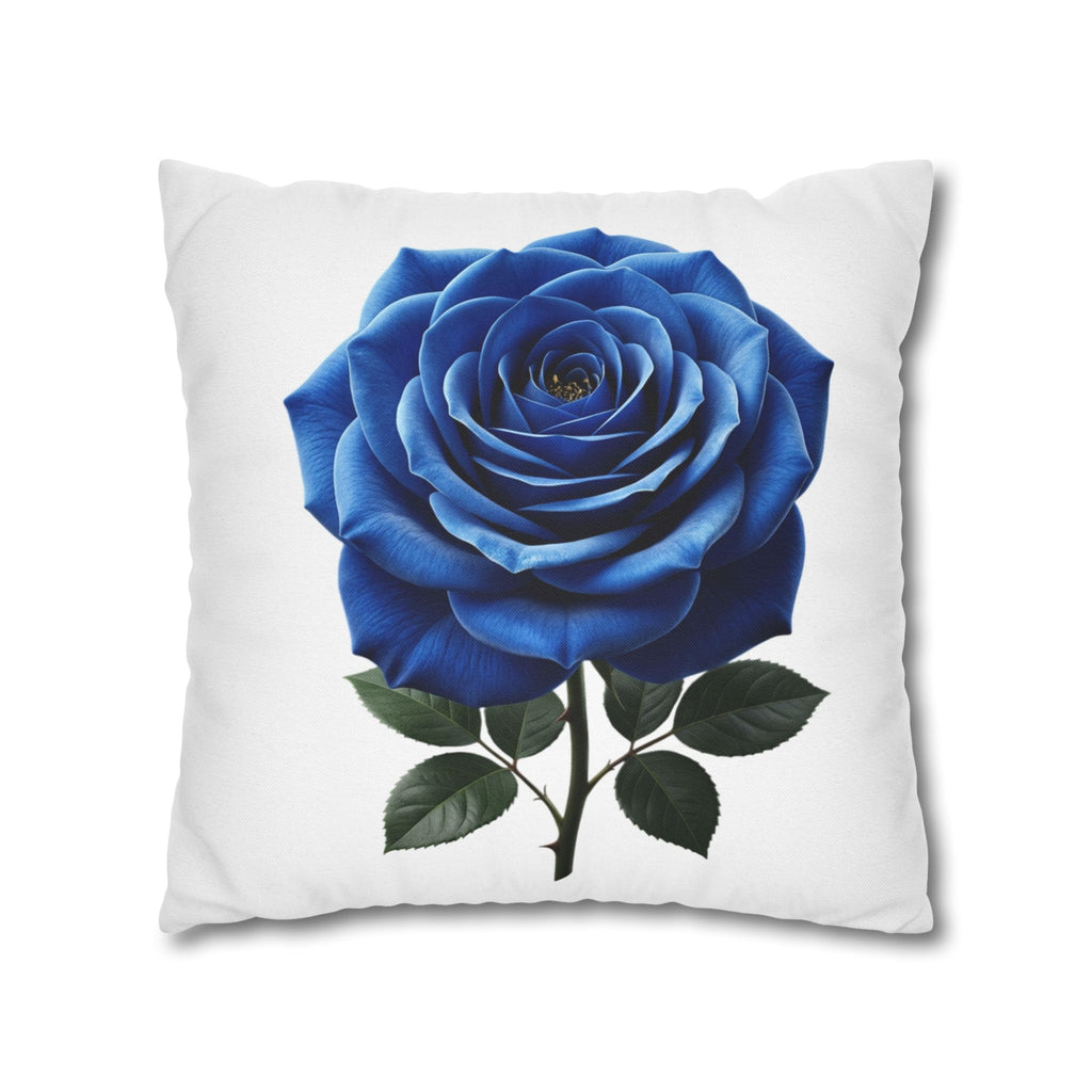 Blue Rose Spun Polyester Square Pillowcase