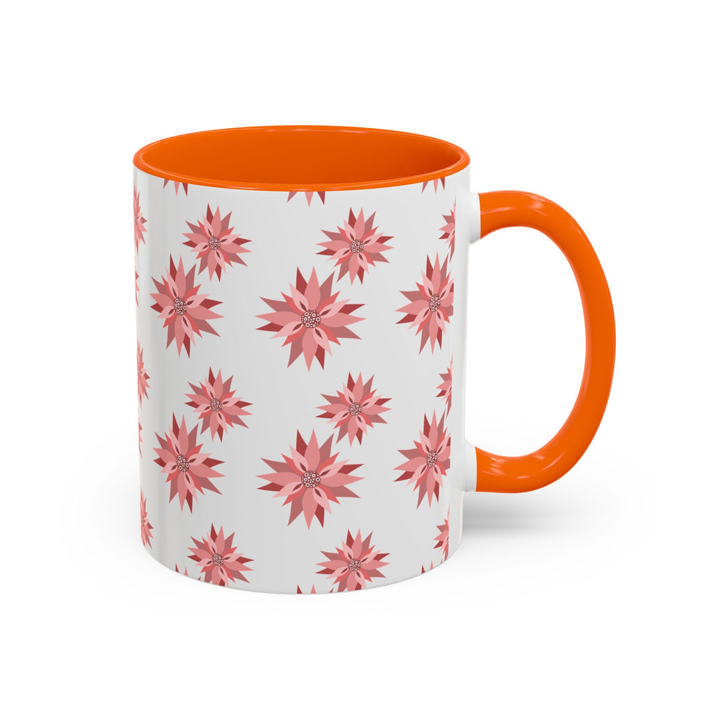 Pink Geometric Floral Accent Coffee Mug — 11/15oz