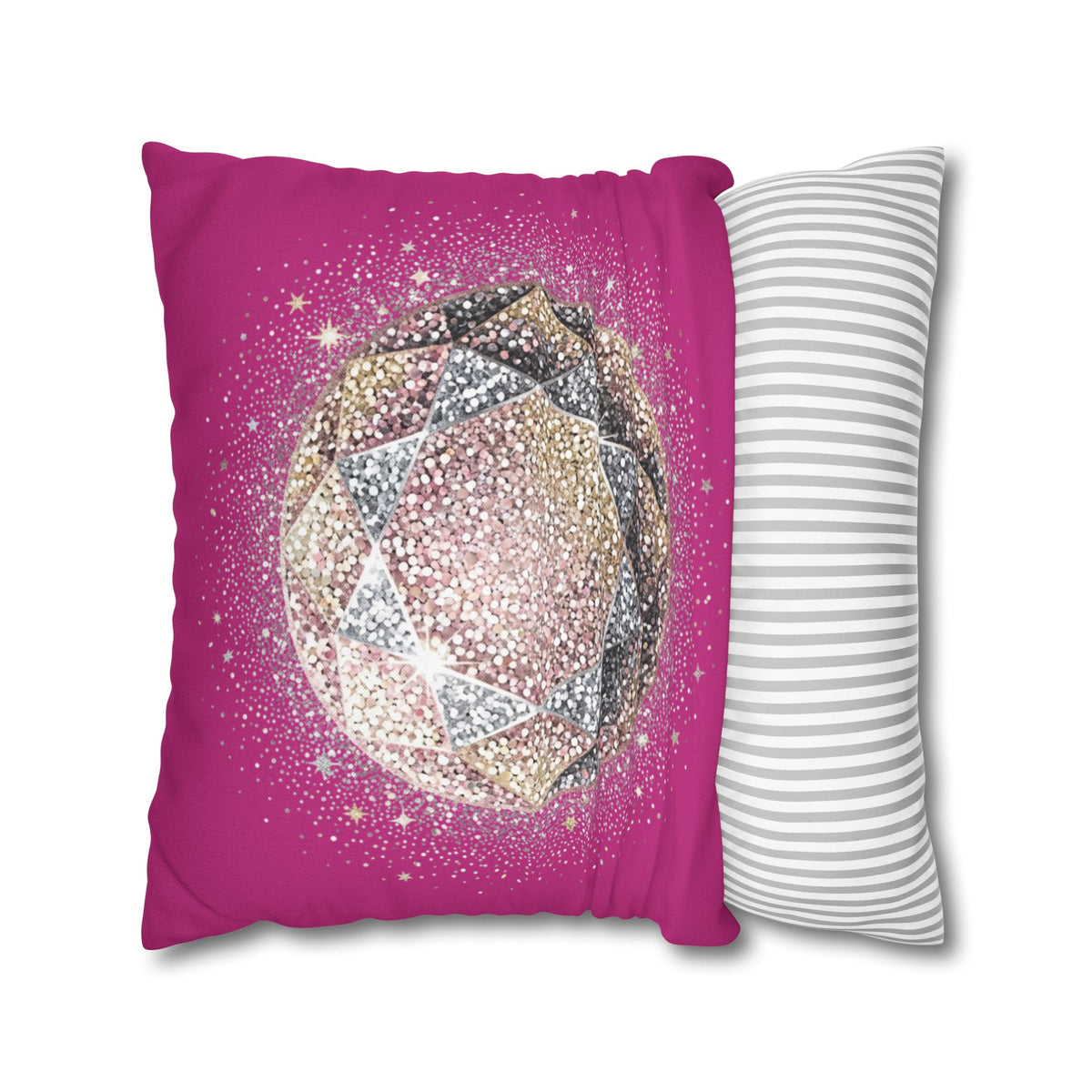 Glittery Magenta Spun Polyester Square Pillowcase