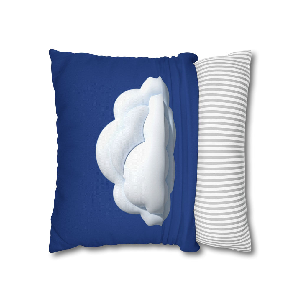 Cloud Navy Pillowcase – Soft White Cloud Design on Blue Square Pillow