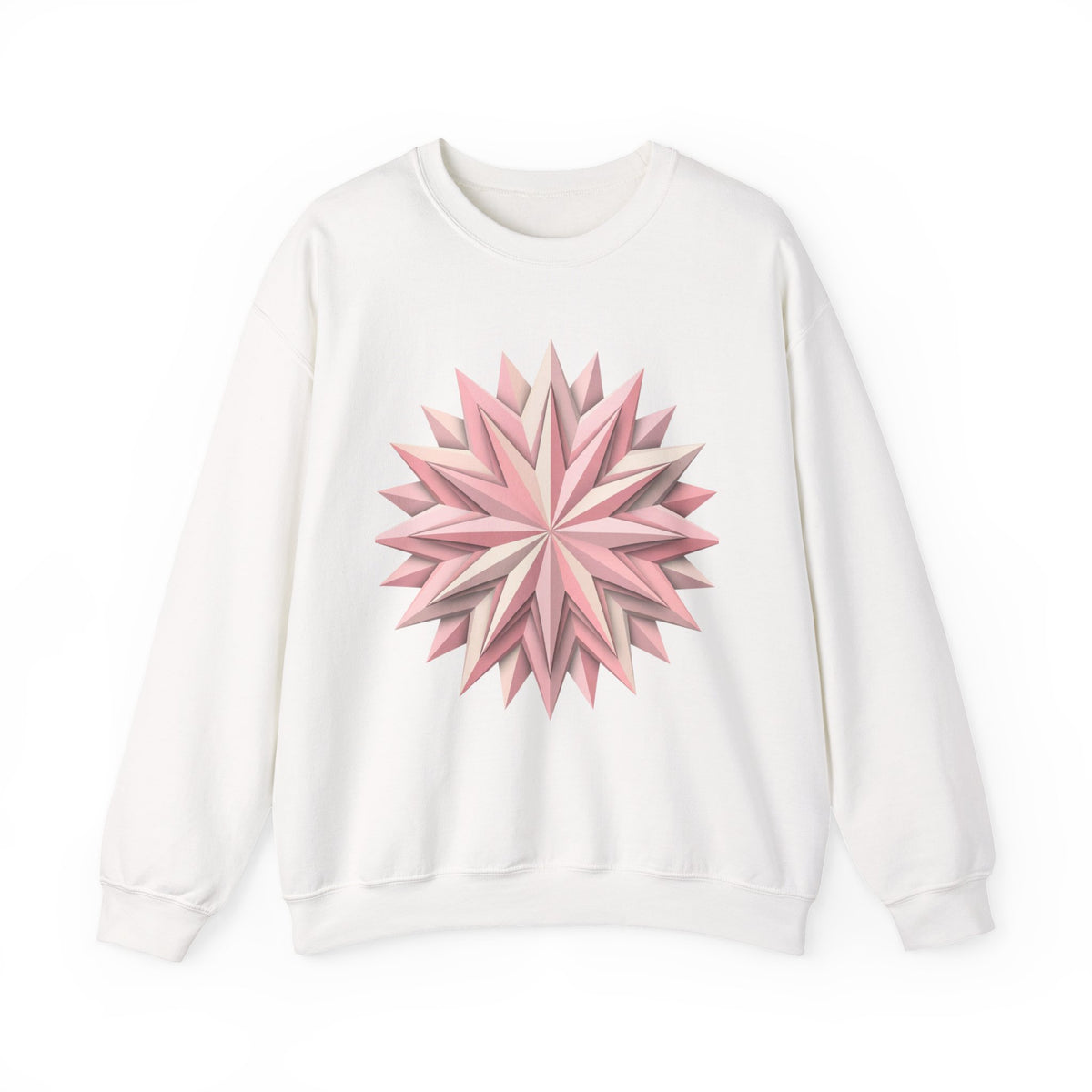 Starburst Polygon Crewneck Sweatshirt — Pink Geometric Floral Graphic