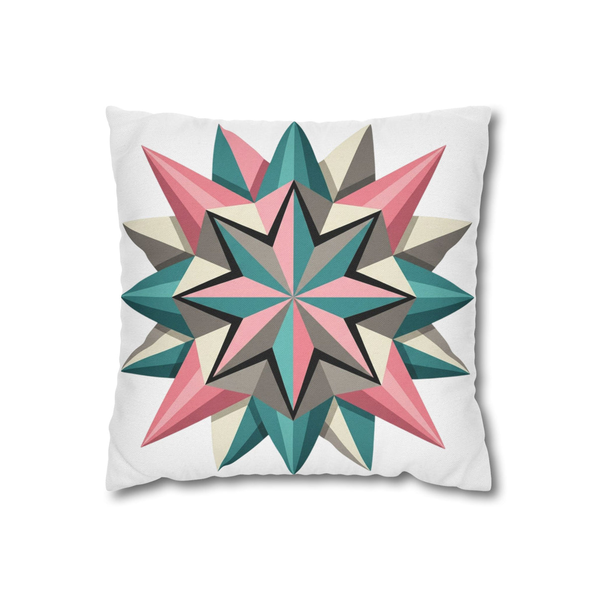 Geometric Starburst Throw Pillowcase — Pink Teal Modern Decorative Cushion Cover